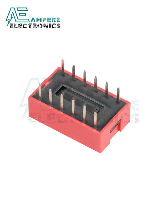 6 Way Red DIP Switch, 2.54mm Pitch