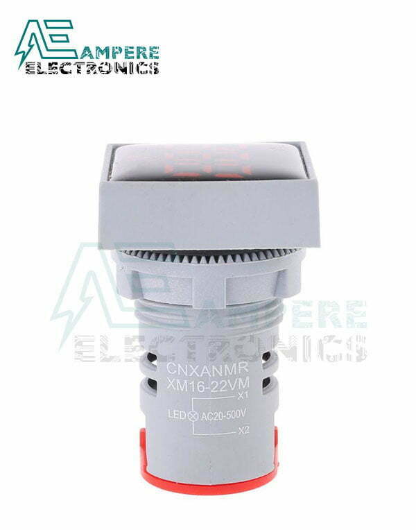 Indicator Voltmeter Red Square - 20:500VAC - 3 Digit - 22mm