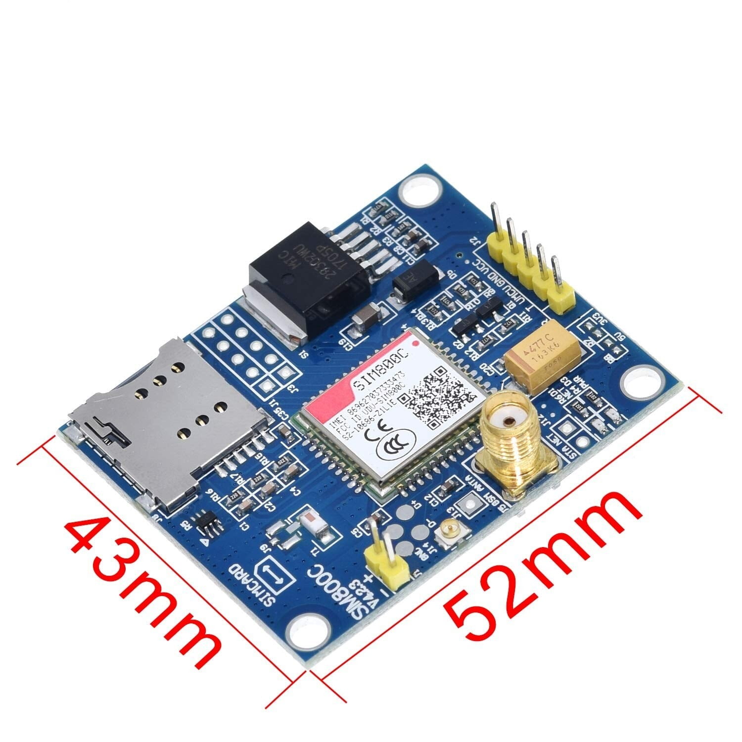 SIM800C module SMS data Bluetooth version (module with glue stick antenna )