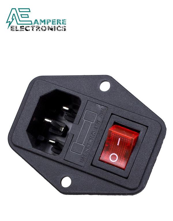 Panel Mount AC Power Connector With On/Off Switch and Fuse Compartment | B