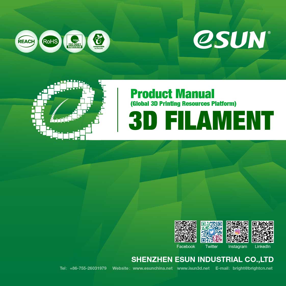 eSUN Peak Green Color 3d Printer Filament PLA+ 1.75mm - 1kg/Roll