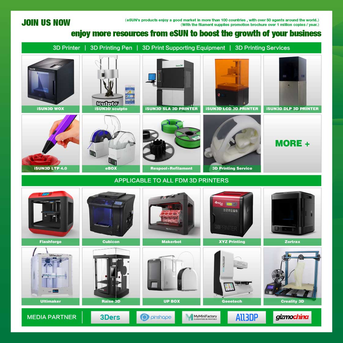 eSUN Pine Green Color 3d Printer Filament PLA+ 1.75mm - 1kg/Roll