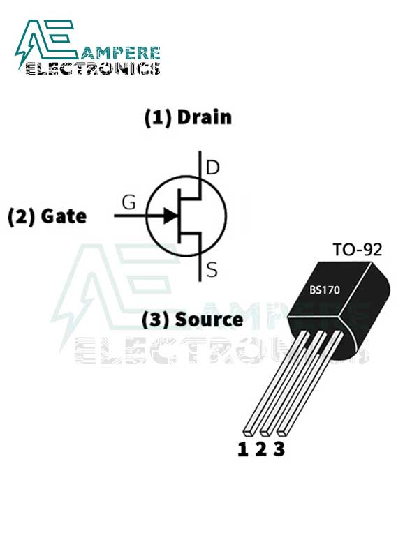 BS170 N-Channel MOSFET, 500mA, 60V, 3-Pin TO-92