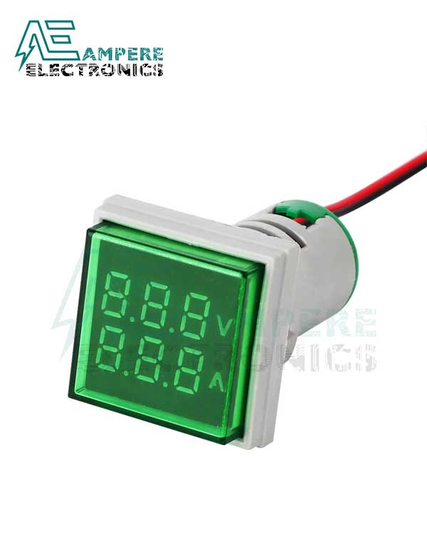 Square Voltage Current Indicator 0:100A - 50:500Vac - 22mm